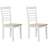 Beliani - Esszimmerstuhl Gummibaumholz / Weiss 2er Set Wohnzimmer Küche Esszimmer - Heller Holzfarbton von BELIANI