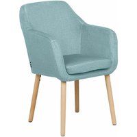Esszimmerstuhl Hellblau Samt mit Hellen Holzbeinen Hohen Armlehnen Retro-Design Wohnzimmer Wohnküche Esszimmer Ausstattung Sitzmöbel von BELIANI