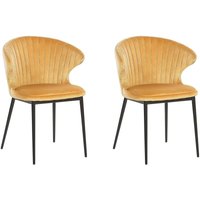 Esszimmerstuhl Senfgelb Samtstoff Metallbeine 2er Set Wohnzimmermöbel Esszimmermöbel von BELIANI