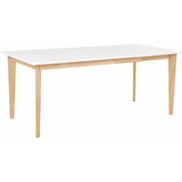 Esszimmertisch Weiß mit Braun 140/180 x 90 cm Ausziehbar mdf Tischplatte Rechteckig Modern Wohnzimmer Salon - Heller Holzfarbton von BELIANI