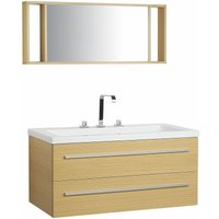 Beliani - Badmöbel Beige mdf Platte Acryl 92 x 100 x 47 cm Modern Exklusiv Glamourös Praktisch Multifunktional Badezimmer - Weiß von BELIANI