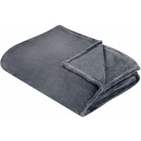 Kuscheldecke Grau Polyester Stoff 150 x 200 cm Einfarbig Modern Überwurf für Bett Sofa Couch Sessel Erwachsene Kinder Wohnzimmer Schlafzimmer - Grau von BELIANI