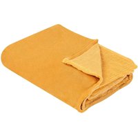 Kuscheldecke Orange Polyester Stoff 200 x 220 cm Einfarbig Modern Überwurf für Bett Sofa Couch Sessel Erwachsene Kinder Wohnzimmer Schlafzimmer von BELIANI