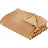 Beliani - Kuscheldecke Sandbeige Polyester Stoff 200 x 220 cm Einfarbig Modern Überwurf für Bett Sofa Couch Sessel Erwachsene Wohnzimmer Schlafzimmer von BELIANI