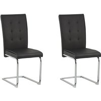 Freischwinger 2er Set in Schwarz Kunstleder Metallbeine Wohnzimmer Esszimmer Modern von BELIANI