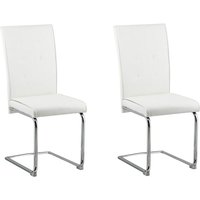 Freischwinger 2er Set in Weiss Kunstleder Metallbeine Wohnzimmer Esszimmer Modern von BELIANI