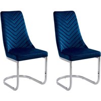 Freischwinger Stuhl 2er Set Blau Samtstoff mit hoher Rückenlehne Metallgestell Modernes Design für Ess-, Wohn- und Arbeitszimmer Freischwinger Stuhl 2er Set Blau Samtstoff mit hoher Rückenlehne Metallgestell Modernes Design für Ess-, Wohn- und Arbeitszimmer von BELIANI