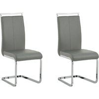Freischwinger Stuhl 2er Set Grau Kunstleder mit Lehne Griff Metallgestell Modernes Design Wohnküche Arbeits-, Ess- und Wohnzimmer von BELIANI
