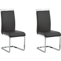 Freischwinger Stuhl 2er Set Schwarz Kunstleder mit Lehne Griff Metallgestell Modernes Design Wohnküche Arbeits-, Ess- und Wohnzimmer von BELIANI