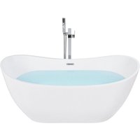 Freistehende Badewanne 170 x 77 cm Weiß Sanitäracryl Oval Modern - Silber von BELIANI