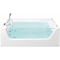 Whirlpool-Badewanne Weiß 170 x 80 cm Freistehend Sanitäracryl Beidseitiges Sichtfenster Rechteckig Badezimmer Elegantes Modernes Design - Silber von BELIANI