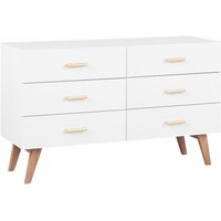 Beliani - Kommode weiß mdf Platte Eichenholz 75 x 120 x 42 cm Retro Minimalistisch Funktional Praktisch Dekorativ Wohnzimmer - Heller Holzfarbton von BELIANI