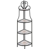 Garten-Eckregal Schwarzes Eisen Keramikfliesen Leiter Faltbares Regal Outdoor Indoor Badezimmer Pflanzenregale Aufbewahrungseinheit Vintage Rustikal von BELIANI