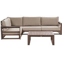 Garten Ecksofa mit Tisch 4-Sitzer TIMOR rechtsseitig modular zertifiziertes Akazienholz Dunkelbraun Garten Ecksofa mit Tisch 4-Sitzer TIMOR rechtsseitig modular zertifiziertes Akazienholz Dunkelbraun von BELIANI