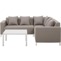 Garten Ecksofa mit Tisch 5-Sitzer BELIZE linksseitig modular Beige von BELIANI