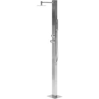 Gartendusche Silber Edelstahl mit Mischbatterie Kalt- und Warmwasseranschluss Regendusche Handbrause Freistehend Modern Außendusche Outdoor von BELIANI
