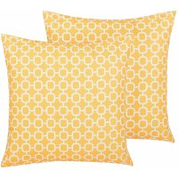 Gartenkissen im 2er Set Gelb Polyester geometrisches Motiv Quadtratisch 40 x 40 cm Garten Terrasse Balkon Wohnzimmer Gartenkissen im 2er Set Gelb Polyester geometrisches Motiv Quadtratisch 40 x 40 cm Garten Terrasse Balkon Wohnzimmer von BELIANI