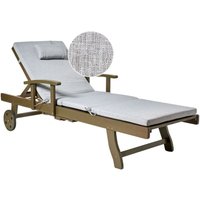 Sonnenliege mit Kissen AMANTEA PREMIUM II Akazienholz Grau meliert von BELIANI