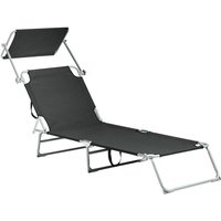 Gartenliege Schwarz Stahl mit Sonnendach Verstellbare Rückenlehne Klappbar Bespannt UV-Beständig Sonnenliege für Garten Terrasse Balkon Gartenliege Schwarz Stahl mit Sonnendach Verstellbare Rückenlehne Klappbar Bespannt UV-Beständig Sonnenliege für Garten Terrasse Balkon von BELIANI