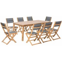 Gartenmöbel Set 9-Teilig Hellbraun Akazienholz Ausziehtisch Rechteckig 180/240x100 cm mit 8 Stühlen Modern Terrasse Outdoor Möbel Ausstattung - Grau von BELIANI