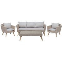 Gartenmöbel Set Braun Grau Rattan Sicherheitsglas Textil inkl. Kissen 5-Sitzer Terrasse Outdoor Modern Gartenmöbel Set Braun Grau Rattan Sicherheitsglas Textil inkl. Kissen 5-Sitzer Terrasse Outdoor Modern von BELIANI