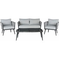 Beliani - Gartenmöbel Set Grau Schwarz Rattan Aluminium Textil inkl. Kissen 4-Sitzer Terrasse Outdoor Modern von BELIANI