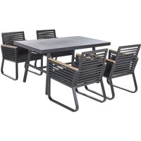 Gartenmöbel Set Schwarz Aluminium Tisch 150x90 rechteckig in Steinoptik 4 Stühle mit Armlehnen Auflagen Terrasse Outdoor Möbel Gartenmöbel Set Schwarz Aluminium Tisch 150x90 rechteckig in Steinoptik 4 Stühle mit Armlehnen Auflagen Terrasse Outdoor Möbel von BELIANI