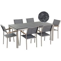 Gartenmöbel Set Schwarz Granit Edelstahl Tisch 180 cm Geflammt 6 Stühle Terrasse Outdoor Modern Gartenmöbel Set Schwarz Granit Edelstahl Tisch 180 cm Geflammt 6 Stühle Terrasse Outdoor Modern von BELIANI