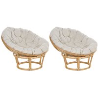 Gartensessel 2er Set Natürlich Rattan Rund 110 cm Groß Drehbar mit Auflage Beige Boho Korbsessel Rattansessel Outdoor Indoor Terrasse Balkon Gartensessel 2er Set Natürlich Rattan Rund 110 cm Groß Drehbar mit Auflage Beige Boho Korbsessel Rattansessel Outdoor Indoor Terrasse Balkon von BELIANI