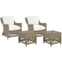 Gartensessel 2er Set Natürlich Rattan mit Hocker 4 Auflagen Cremeweiß Baumwolle Terrasse Balkon Außen Wohnzimmer Gartenzubehör im Retro Stil Gartensessel 2er Set Natürlich Rattan mit Hocker 4 Auflagen Cremeweiß Baumwolle Terrasse Balkon Außen Wohnzimmer Gartenzubehör im Retro Stil von BELIANI