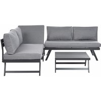 Beliani - Gartenset Grau Aluminium Polyester 5-Sitzer 2 Sofas und Tisch Einstellbare Rückenlehne Terrasse Garten Outdoor Modern - Grau von BELIANI