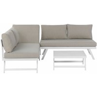Beliani - Gartenset Taupe Aluminium Polyester 5-Sitzer 2 Sofas und Tisch Einstellbare Rückenlehne Terrasse Garten Outdoor Modern - Weiß von BELIANI