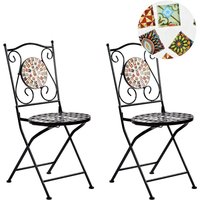 Gartenstühle 2er Set Schwarz aus Metall Mosaik Muster Zusammenklappbar Klappstühle Outdoor Terrassenmöbel Gartenmöbel Balkonmöbel von BELIANI