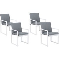 Gartenstühle 4er Set Grau Aluminium mit Armlehnen inkl. Auflage Terrasse Balkon Outdoor - Weiß von BELIANI