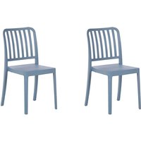 Gartenstühle im 2er Set Blau aus Kunststoff Balkon Terrasse Gartenzubehör Indoormöbel Outdoormöbel Plastikstühle Modern - Blau von BELIANI