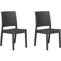 Gartenstühle im 2er Set Graphitgrau Rattanoptik Outdoor Balkon von BELIANI