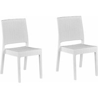Gartenstühle im 2er Set Weiß aus Kunststoff Rattanoptik Balkon / Terrasse / Gartenzubehör Outdoormöbel Modern - Weiß von BELIANI