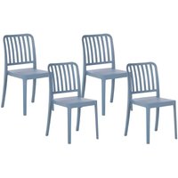 Gartenstühle im 4er Set Blau aus Kunststoff Balkon Terrasse Gartenzubehör Indoormöbel Outdoormöbel Plastikstühle Modern - Blau von BELIANI