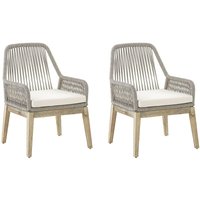 Gartenstuhl 2er Set Beige Kunststoff-Geflecht und Akazienholz 2er Set Landhausstil Gartenzubehör Gartenmöbel Terrassenmöbel von BELIANI