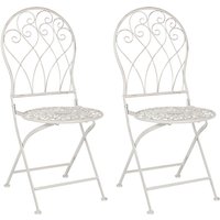 Gartenstuhl 2er Set Cremeweiß Eisen Französisch Antik-Optik Romantisch Zusammenklappbar Platzsparend Garten Outdoor Terrasse Ausstattung Möbel von BELIANI
