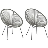Gartenstuhl 2er Set Dunkelgrau Polyrattan Spaghetti-Optik Modern Mexikanischer Stil Outdoor Balkon Terrasse Garten Möbel von BELIANI