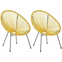 Gartenstuhl 2er Set Gelb Polyrattan Spaghetti-Optik Modern Mexikanischer Stil Outdoor Balkon Terrasse Garten Möbel Gartenstuhl 2er Set Gelb Polyrattan Spaghetti-Optik Modern Mexikanischer Stil Outdoor Balkon Terrasse Garten Möbel von BELIANI