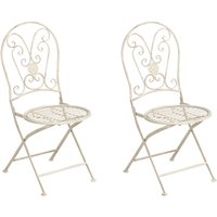 Gartenstuhl 2er Set Hellbeige Eisen Antik-Optik Romantischer Französischer Stil Zusammenklappbar Garten Outdoor Terrasse Balkonstuhl Gartenstuhl 2er Set Hellbeige Eisen Antik-Optik Romantischer Französischer Stil Zusammenklappbar Garten Outdoor Terrasse Balkonstuhl von BELIANI