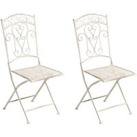 Gartenstuhl 2er Set Hellbeige Eisen Antik-Optik Romantischer Französischer Stil Zusammenklappbar Garten Outdoor Terrasse Balkonstuhl Gartenstuhl 2er Set Hellbeige Eisen Antik-Optik Romantischer Französischer Stil Zusammenklappbar Garten Outdoor Terrasse Balkonstuhl von BELIANI