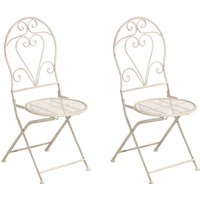 Gartenstuhl 2er Set Hellbeige Eisen Antik-Optik Romantischer Französischer Stil Zusammenklappbar Garten Outdoor Terrasse Balkonstuhl Gartenstuhl 2er Set Hellbeige Eisen Antik-Optik Romantischer Französischer Stil Zusammenklappbar Garten Outdoor Terrasse Balkonstuhl von BELIANI
