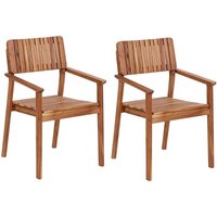 Gartenstuhl 2er Set Hellbraun Akazenholz mit Armlehnen Hohe Rückenlehne Lattenoptik Stapelbar Runstikales Design Outdoor Terrasse Garten Gartenstuhl 2er Set Hellbraun Akazenholz mit Armlehnen Hohe Rückenlehne Lattenoptik Stapelbar Runstikales Design Outdoor Terrasse Garten von BELIANI