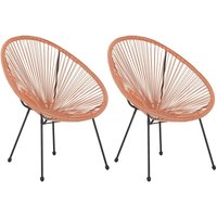 Gartenstuhl 2er Set Orange Polyrattan Spaghetti-Optik Modern Mexikanischer Stil Outdoor Balkon Terrasse Garten Möbel Gartenstuhl 2er Set Orange Polyrattan Spaghetti-Optik Modern Mexikanischer Stil Outdoor Balkon Terrasse Garten Möbel von BELIANI