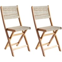 Gartenstuhl 2er Set PROSSEDI klappbar Akazienholz Beige von BELIANI