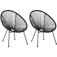 Beliani - Gartenstuhl 2er Set Schwarz Polyrattan Spaghetti-Optik Modern Mexikanischer Stil Outdoor Balkon Terrasse Garten Möbel Beliani - Gartenstuhl 2er Set Schwarz Polyrattan Spaghetti-Optik Modern Mexikanischer Stil Outdoor Balkon Terrasse Garten Möbel von BELIANI