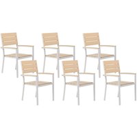 Gartenstuhl 6er Set Beige und Weiß Aluminium Kunstholz mit Hohen Armlehnen Modern für Terrasse Garten Balkon Ausstattung Sitzmöbel Gartenstuhl 6er Set Beige und Weiß Aluminium Kunstholz mit Hohen Armlehnen Modern für Terrasse Garten Balkon Ausstattung Sitzmöbel von BELIANI